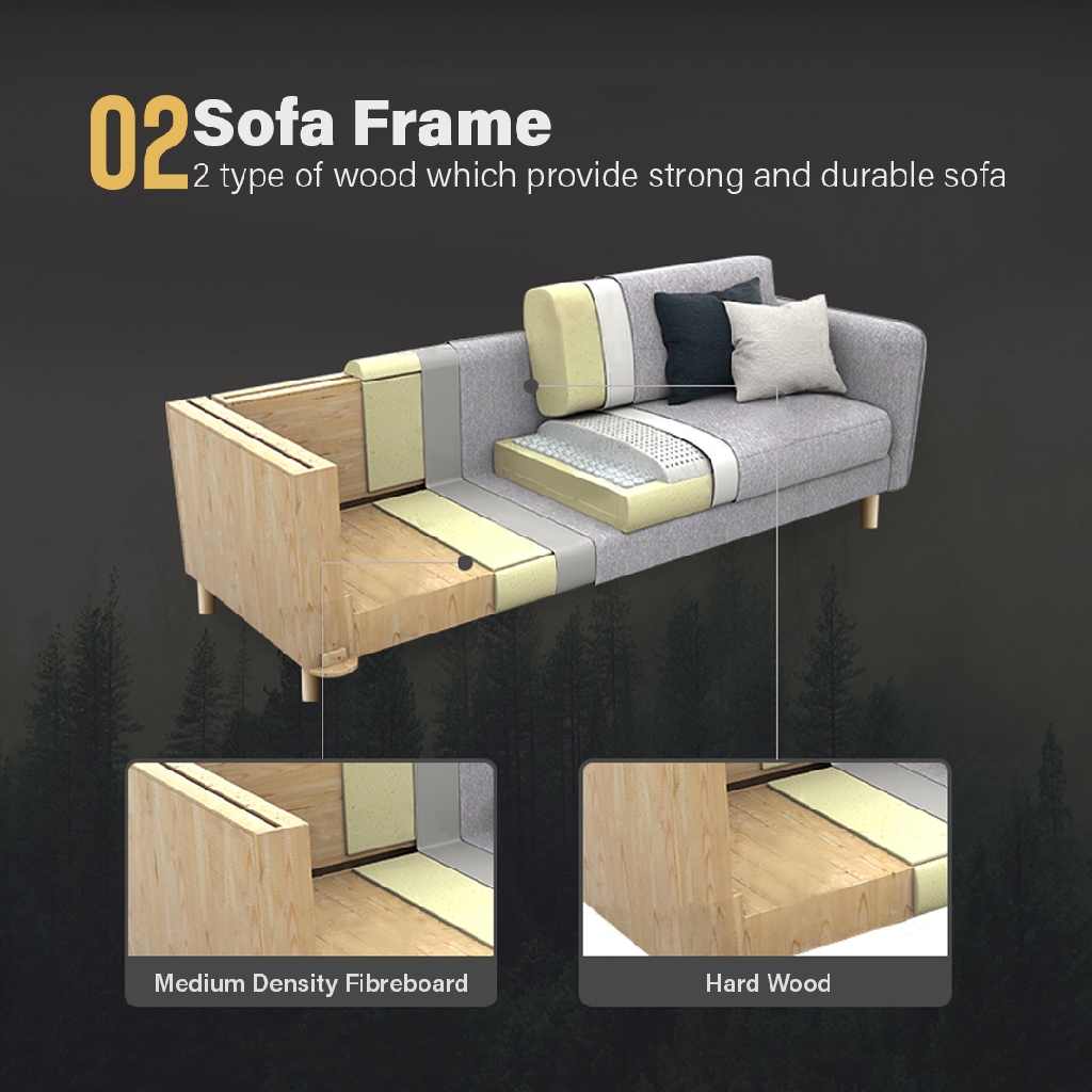 FINSSO: ROSELYN FREE Stool & Pillow 2 Seater Sofa Home & Living Room Furniture