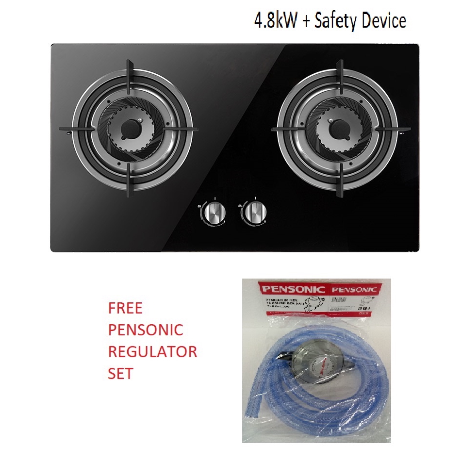 (FREE REGULATOR SET) Midea MGH2411GL Builtin Glass Gas Hob with