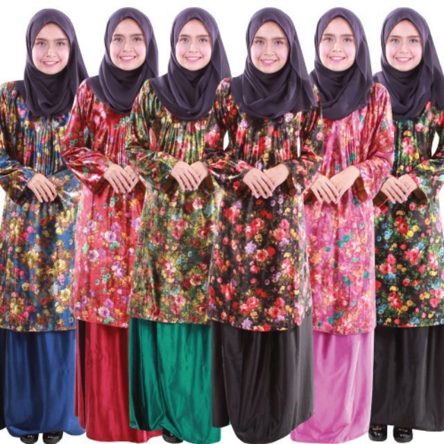 READY STOCK Satin Lycra Baju  Kurung murah  muslimah style 