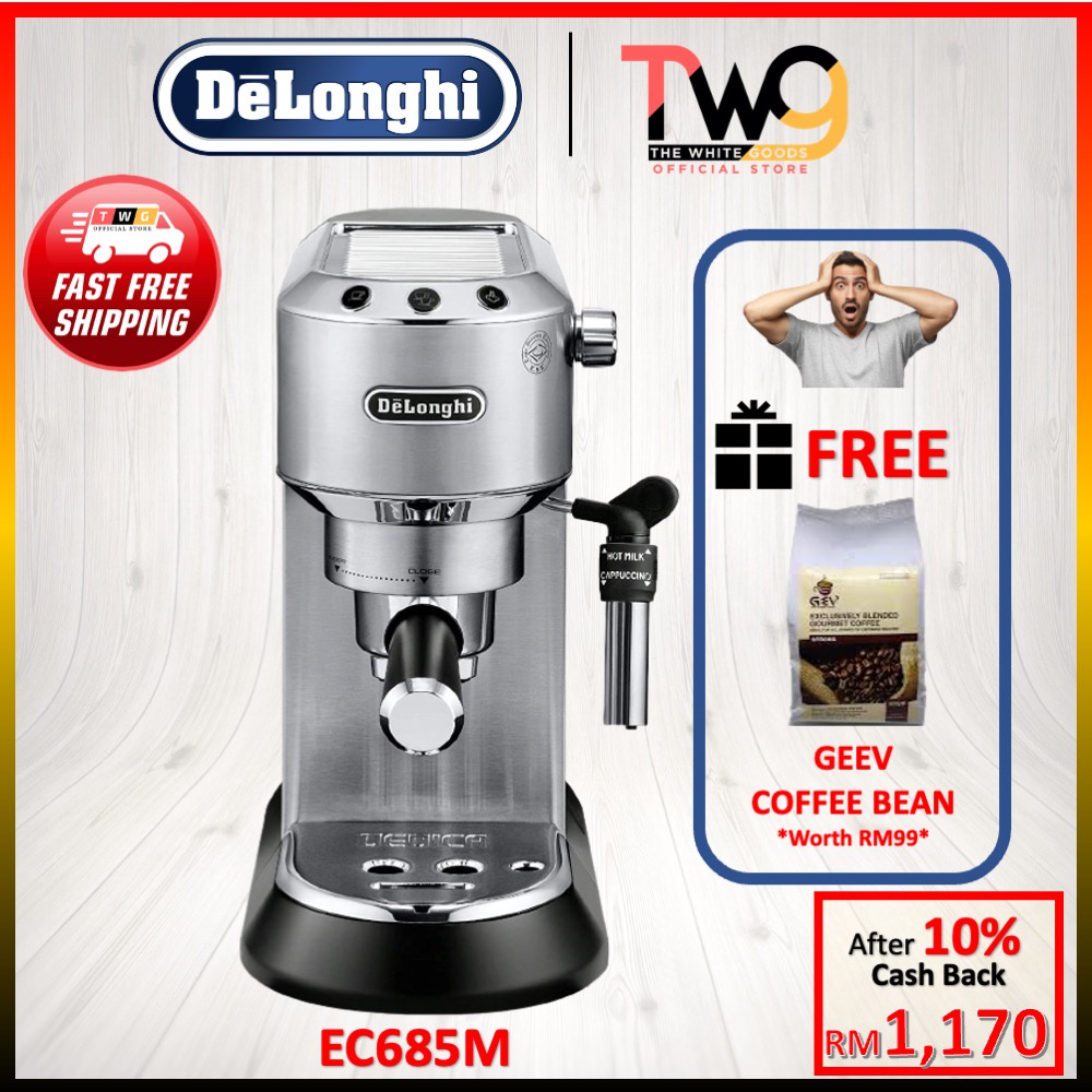 With Gift Delonghi Dedica 15 Bar Pump Espresso Machine Coffee Maker Ec685m Ec685 Ec685 M Shopee Malaysia