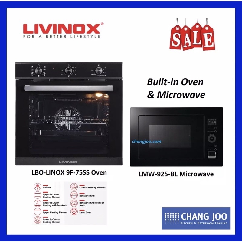 Livinox LBO-LINOX 9F-75SS Built-In Oven & LMW-925-BL Built-In Microwave