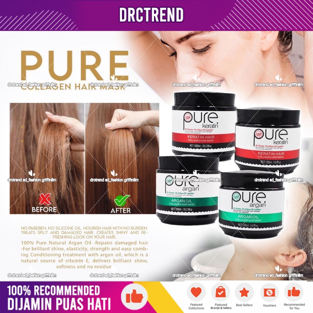 Pure Keratin Hair RestructuTreatment Mask 500ML/1000ML PURE Argan Oil