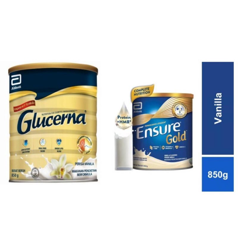 Abbott Ensure Gold / Glucerna (Wheat/Coffee/Almond/Chocolate) 850g