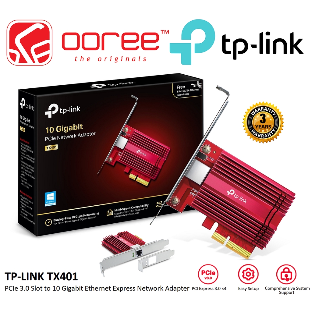 未使用】 TP-Link 10Gbps LANカード PCI-E TX401 - 拡張カード