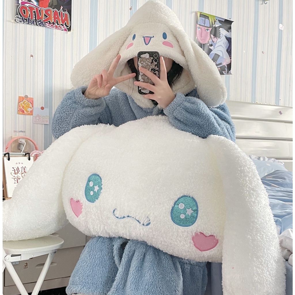 Cute Sanrio Cinnamoroll Throw Pillow Soft Comfortable Fluffy White Dog Cushion Eyes Will Glow Cinnamoroll Headrest Gifts