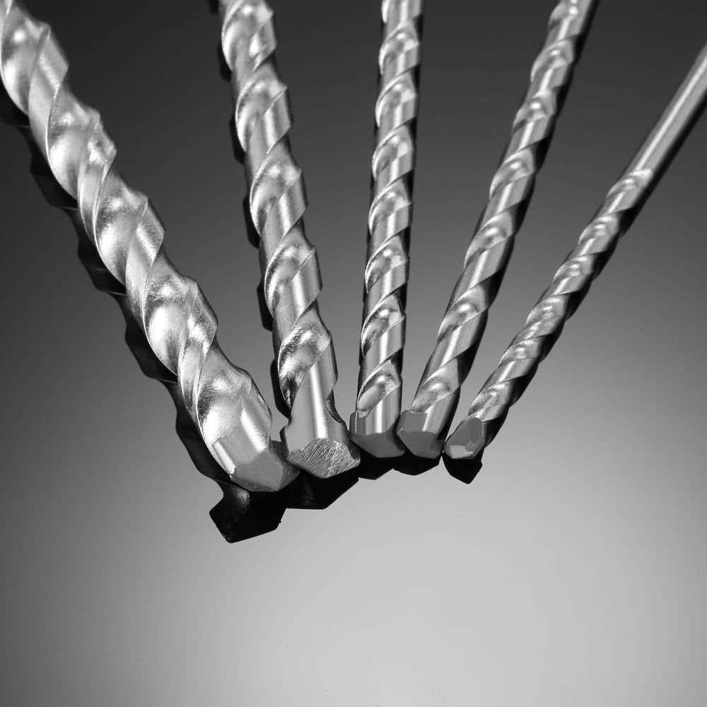 5pcs Rotary Masonry Drill Bits Set YG8 Galvanized Drills Round Shank