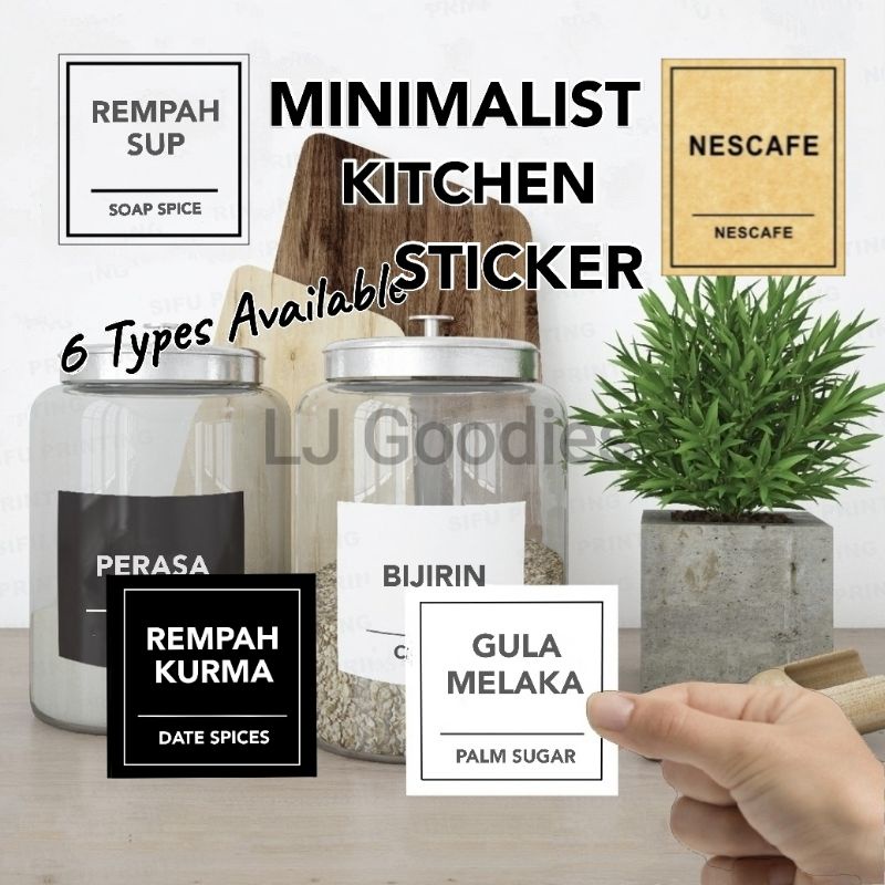 Minimalist Kitchen Sticker / Sticker Dapur / Waterproof Pantry Spice Label / Sticker Rempah