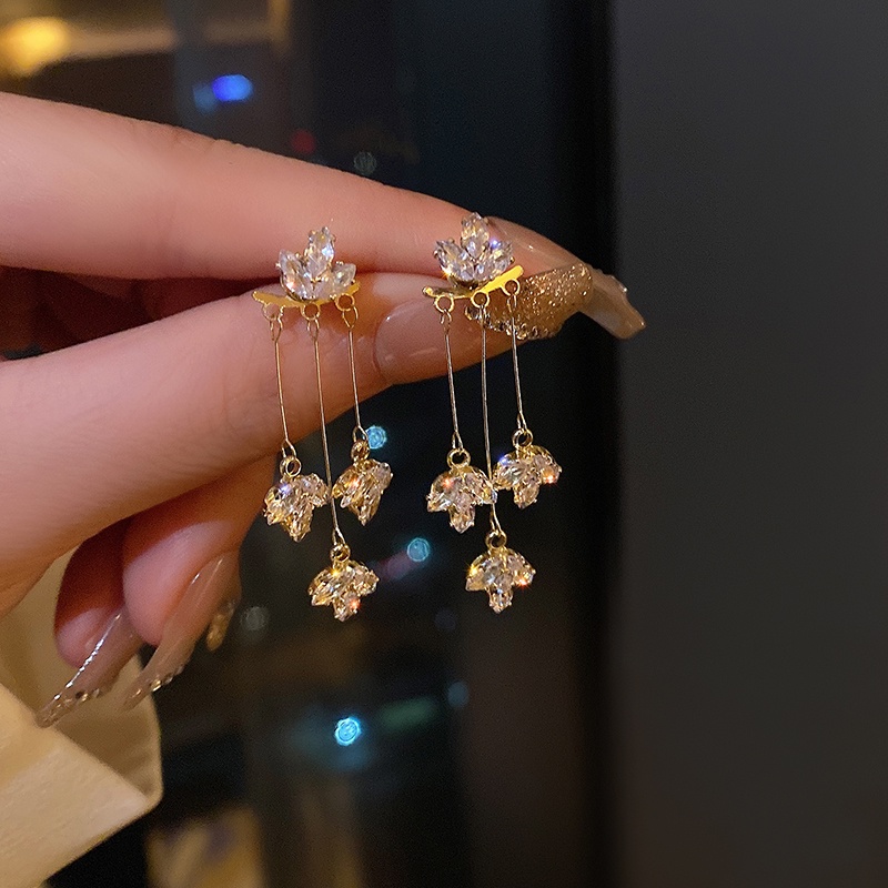 Crystal earring 水晶花朵耳钉韩国气质流苏耳环2022年新款