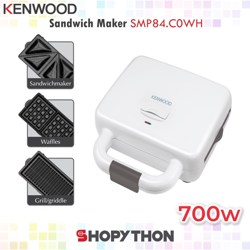 KENWOOD Sandwich Maker SMP84.C0WH Waffle Grill Griddle NonStick Plate Multi Snack Machine