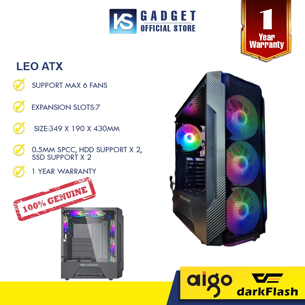 Aigo darkFlash Leo ATX Tempered Glass Gaming Casing [ATX, Matx, Mini ...