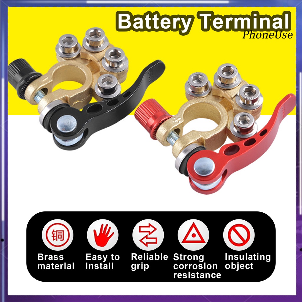 PU- 1 Pair Battery Terminal Clamp Heavy Duty Quick Disconnect Durable