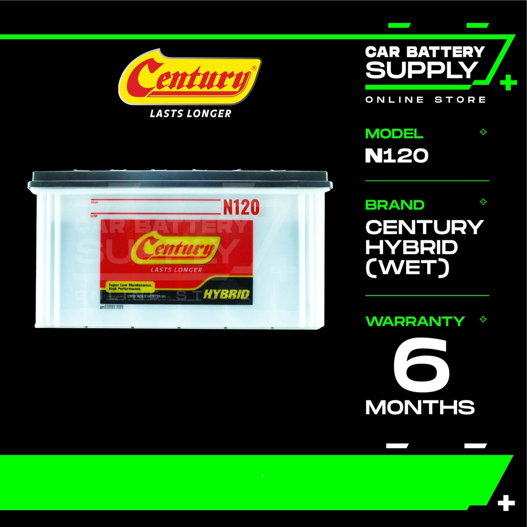 N120 Century Hybrid Wet Car Battery Bateri Kereta Lorry Battery