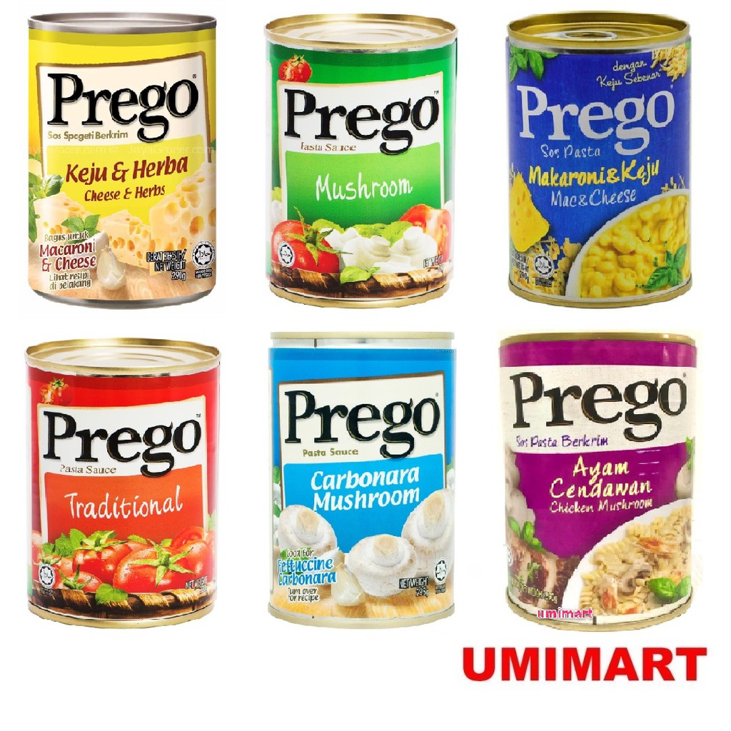 Prego Pasta Sauce 295 300g Carbonana Mushroom Traditional Tomato Mushroom Cheese Herbs Shopee Malaysia