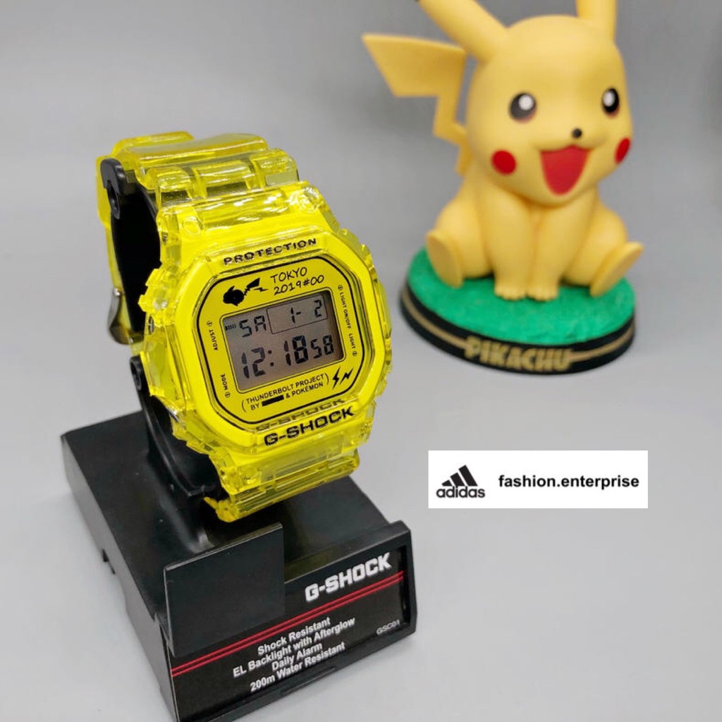 Casio G Shock Pikachu Customized By Dw5600 Original Transparent Yellow Strap Shopee Malaysia