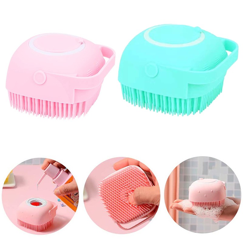 Shower Sponge Silicone Soft Bath Brush With Shampoo Dispenser