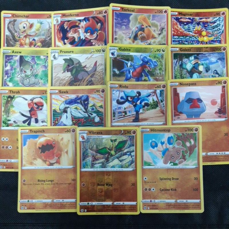 Pokemon Card TCG Chimchar/ Monferno/ Magmar/ Axew/ Fraxure/ Gabite