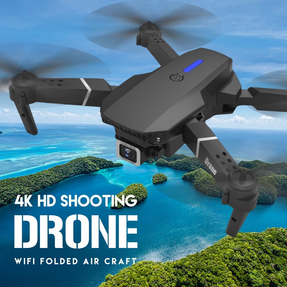 24H Delivery E88 Drone with 4k HD camera WIFI FPV Brushless Foldable RC Quadcopter Height Preservation For Birthday Gift