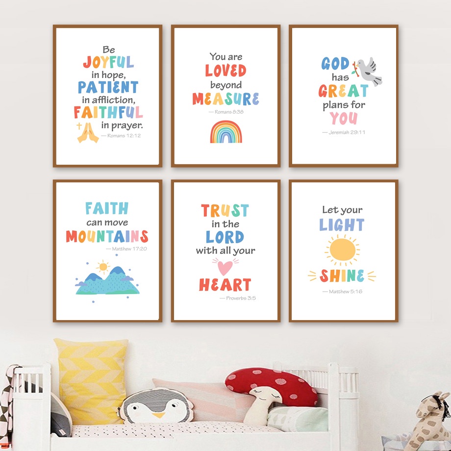 Kids Bible Verse Church Christian Scripture Jesus Wall Art Canvas Painting Nordic Poster And Print Wall Picture Homeschool Decor