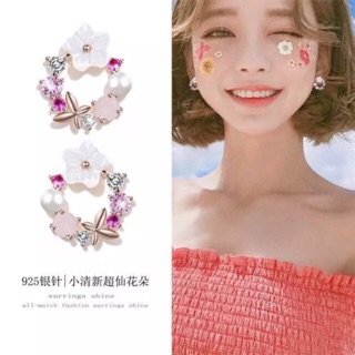 Korean Sweet Flowers Earrings for Women Girl Accessories Beauty Jewelry