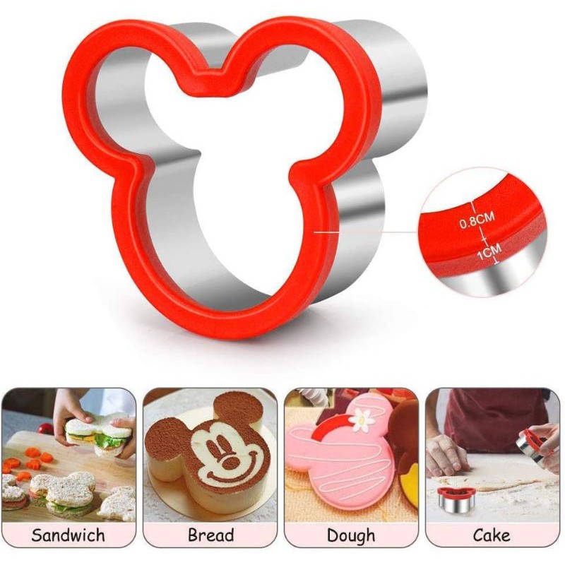 [READY STOCK] 4PCS Giant Stainless Steel Sandwich Bread Cutter Set for Kids Plastic Handle Mould RBT Tahun 4 Acuan Roti