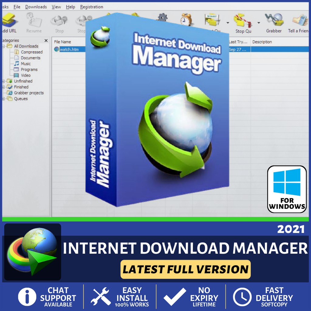 Internet Download Manager 2021 V6 38 Idm Full Version Windows Software 100 Works Shopee Malaysia