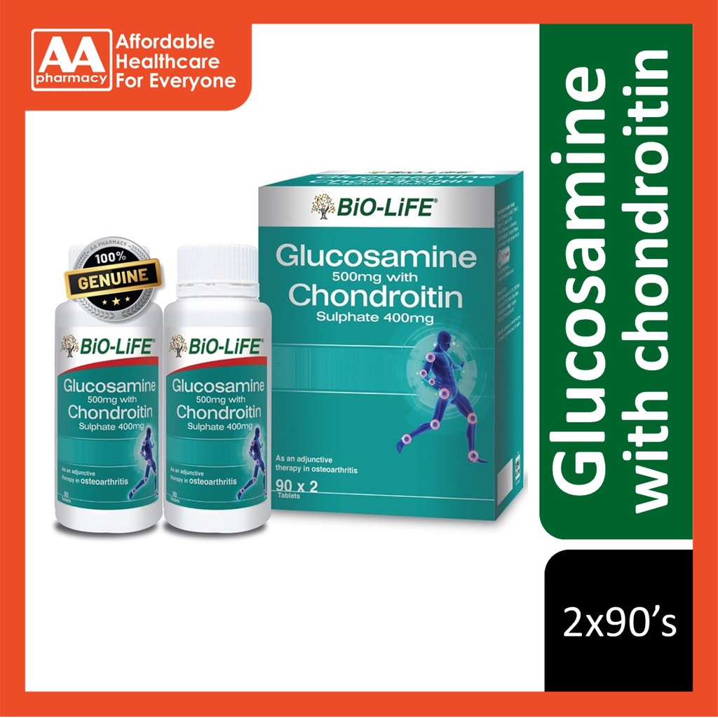 BIOLIFE GLUCOSAMINE 500MG WITH CHONDROITIN SULPHATE 400MG TABLET (2X90