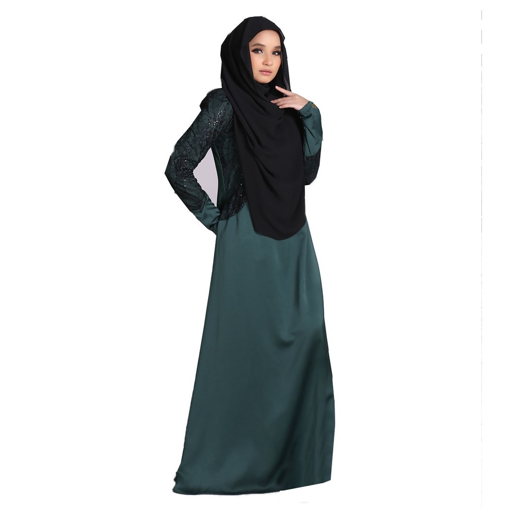 Bella Ammara Jubah Bella Luna, Emerald Green Size XS - XXL Dull Satin ...