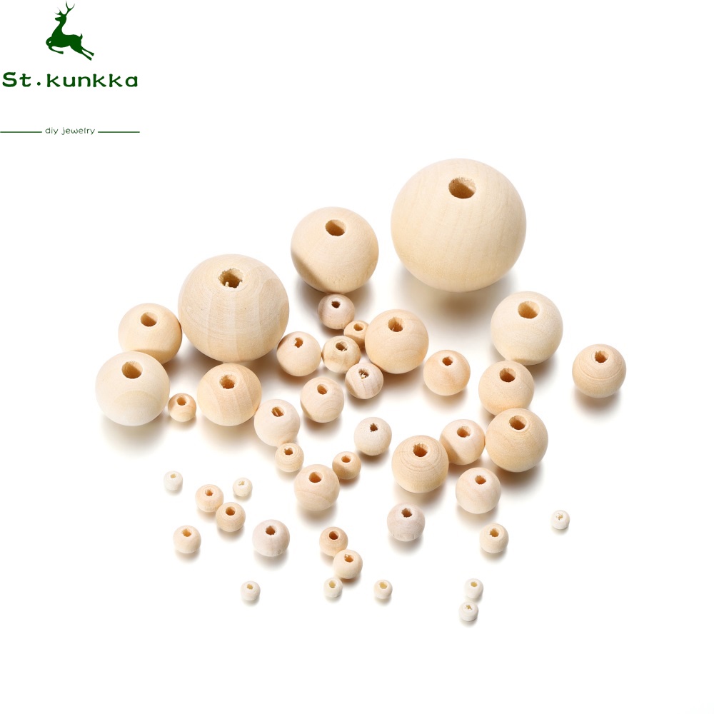 St.kunkka [ 4-30mm ] Wooden Round Spacer Bead Natural Color Eco-Friendly Loose Wooden Bead for DIY Jewelry Making