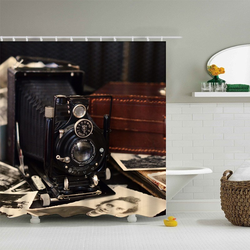 Ancient Camera Printing Bathroom Curtains Bathroom Waterproof