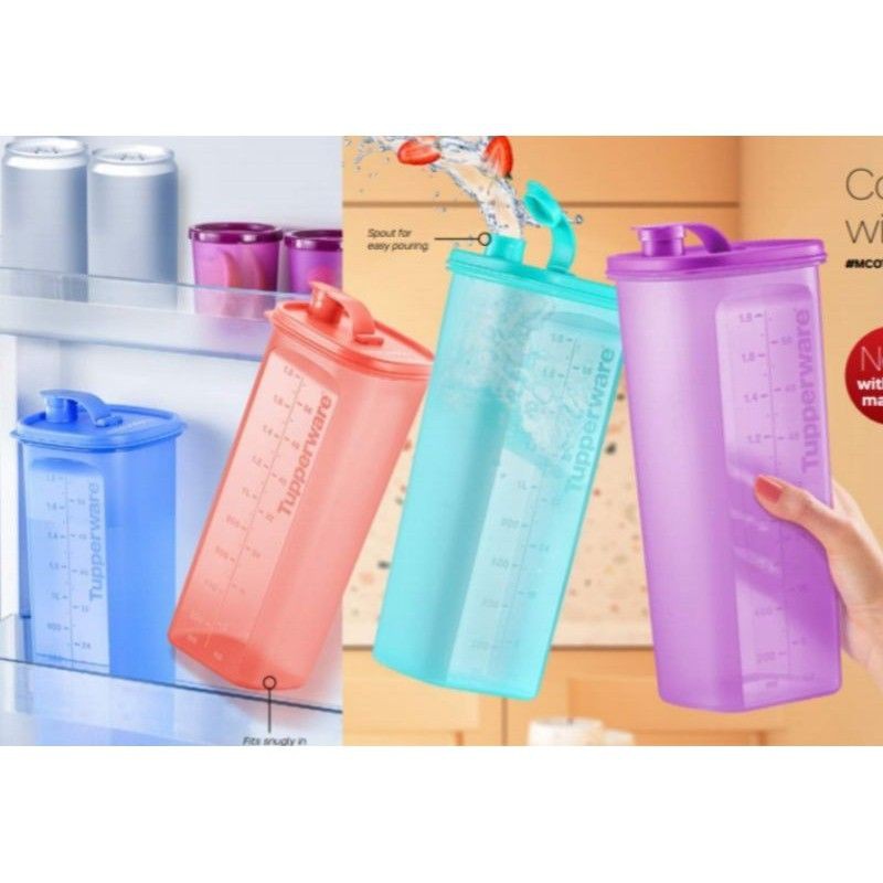 READY STOCK Tupperware (1PC or 2PC) Fridge Water Bottle Chill Fresh Pourer Smiley Pouch 2L 2.0L 2000ml