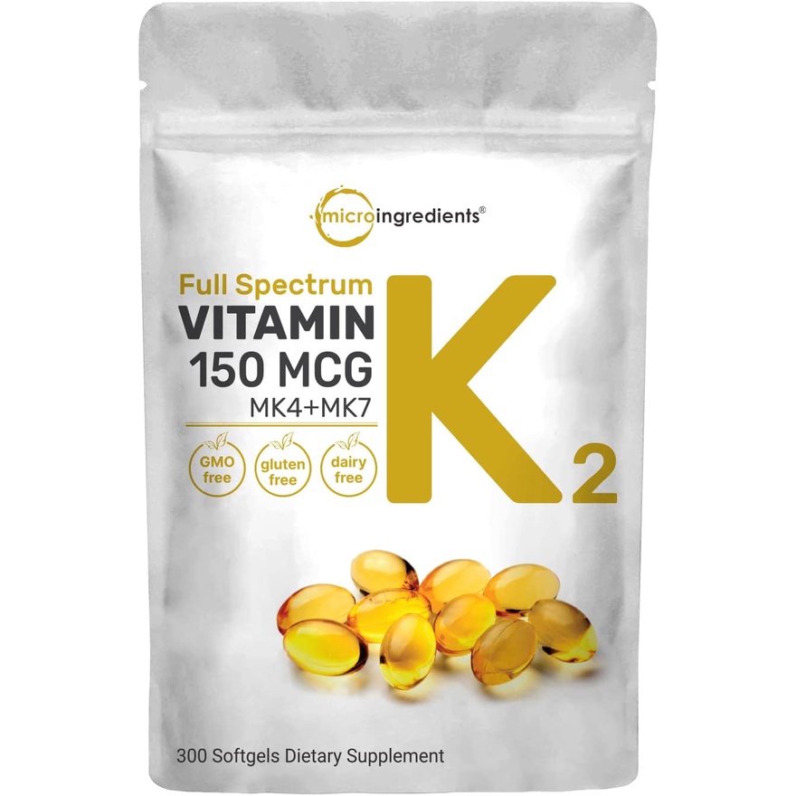Micro Ingredients Full Spectrum Vitamin K2 Complex 300 Softgels (MK4