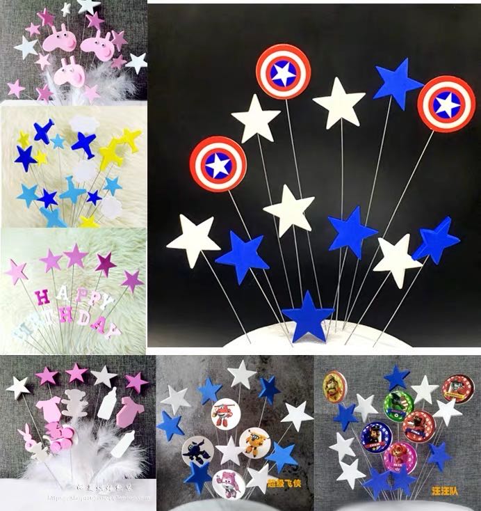 10pcs/set various cartoon anime themed sponge cake top hat accessories Ice Queen Avengers princess cake top hat