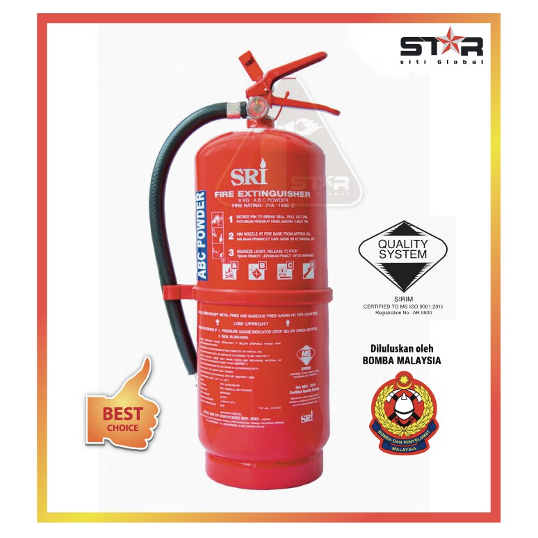 9kg Abc Dry Powder Fire Extinguisher Alat Pemadam Api