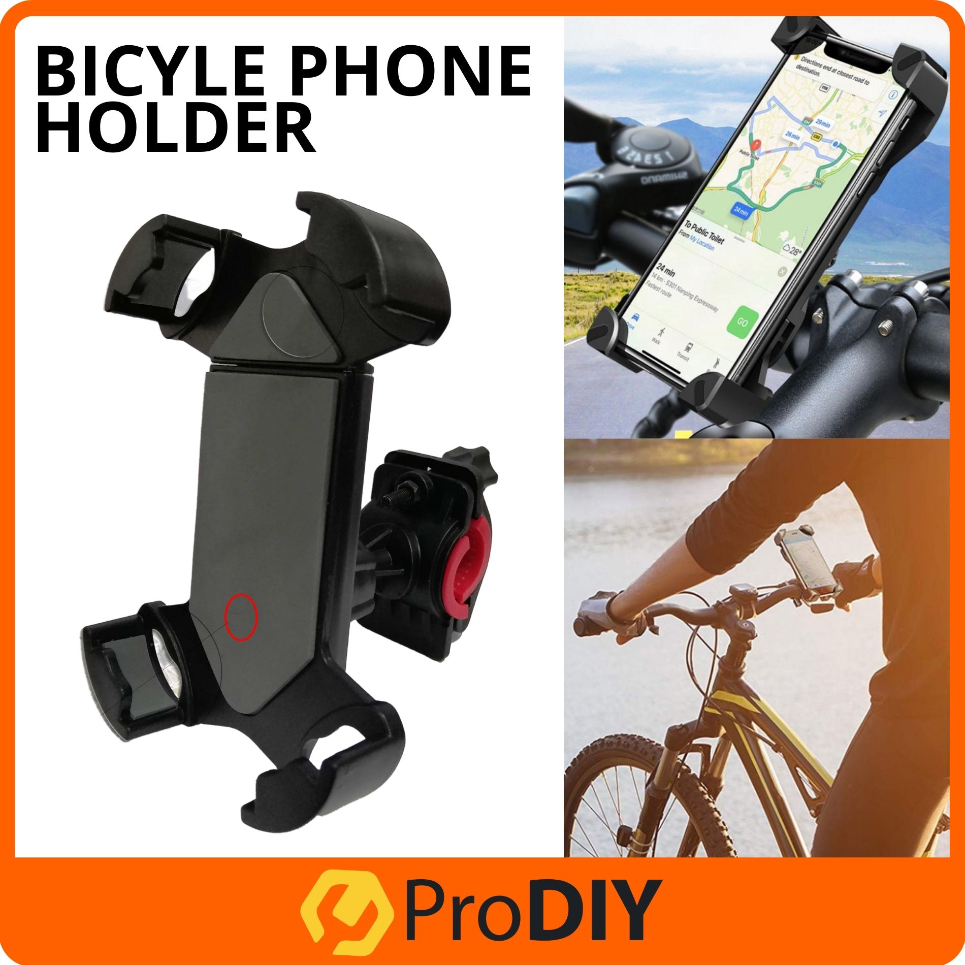 Universal Mobile Phone Holder Bicycle Mount 360 Rotating Soft Surface Phone Protector Pemegang Telefon ( QY09-6C )