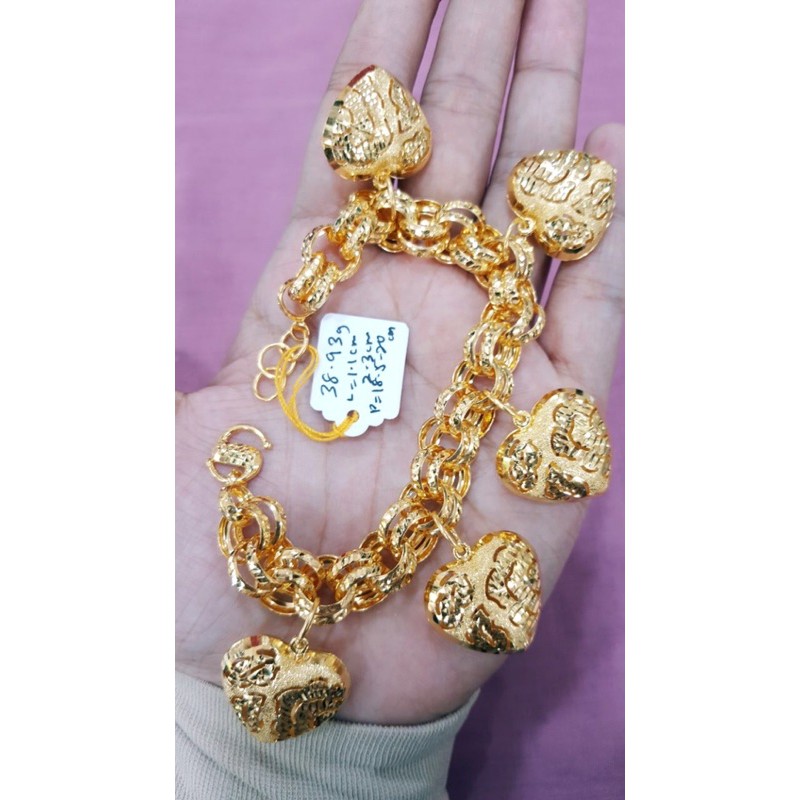 Gelang Kendi Gantung Love Emas 916 Tulen Shopee Malaysia