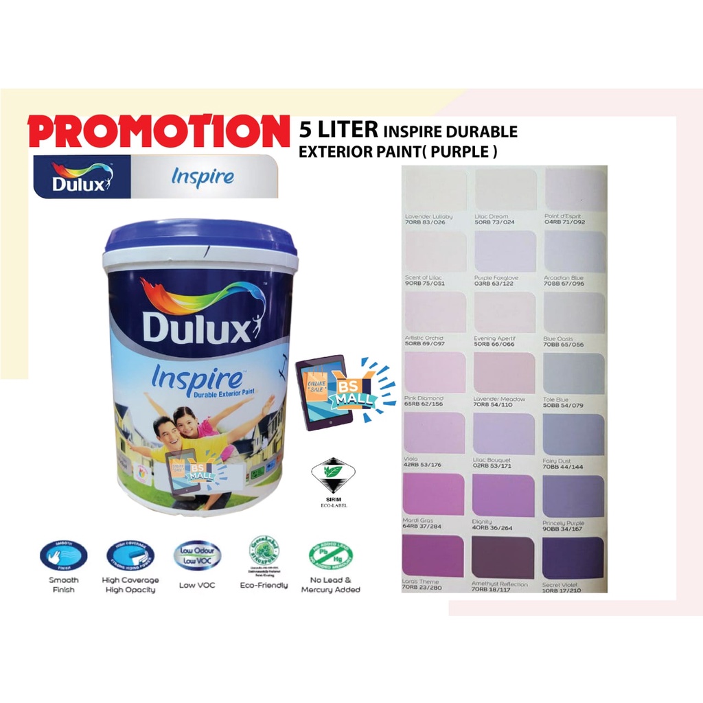 5 Litre ICI DULUX Weather Resistant Inspire Durable Exterior Paints