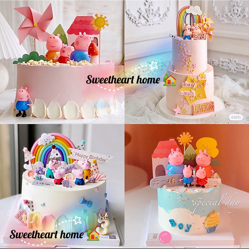 Ready Stock Can Posted 48Hour - Cute PeppaPig & Friends Tree Doll Cake Decoration Topper 可爱小猪佩奇蛋糕装饰