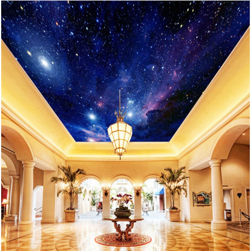 Starry Night View Ceiling Fresco Living Room Kitchen Wallpaper Mural