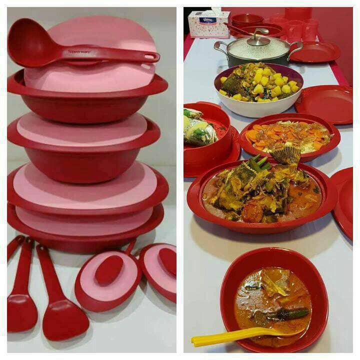 Set Hidangan Warna Merah jenama Tupperware