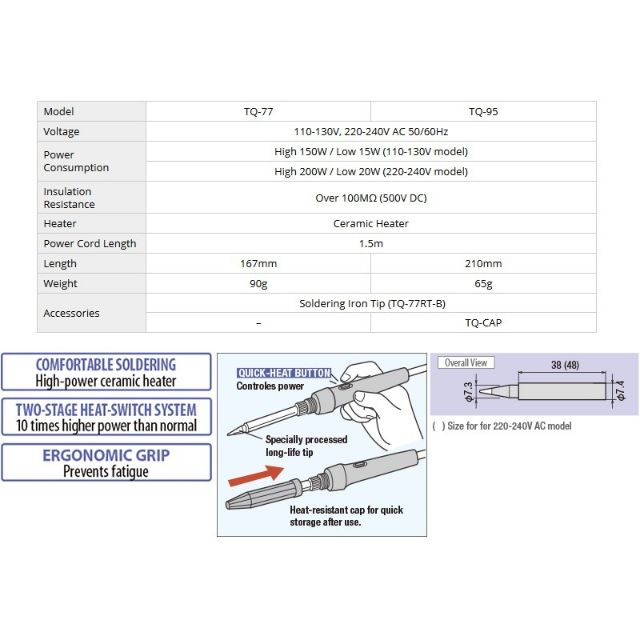 GOOT TQ-77 Quick Heat Soldering Iron - 20/200W (Japan) | Shopee Malaysia