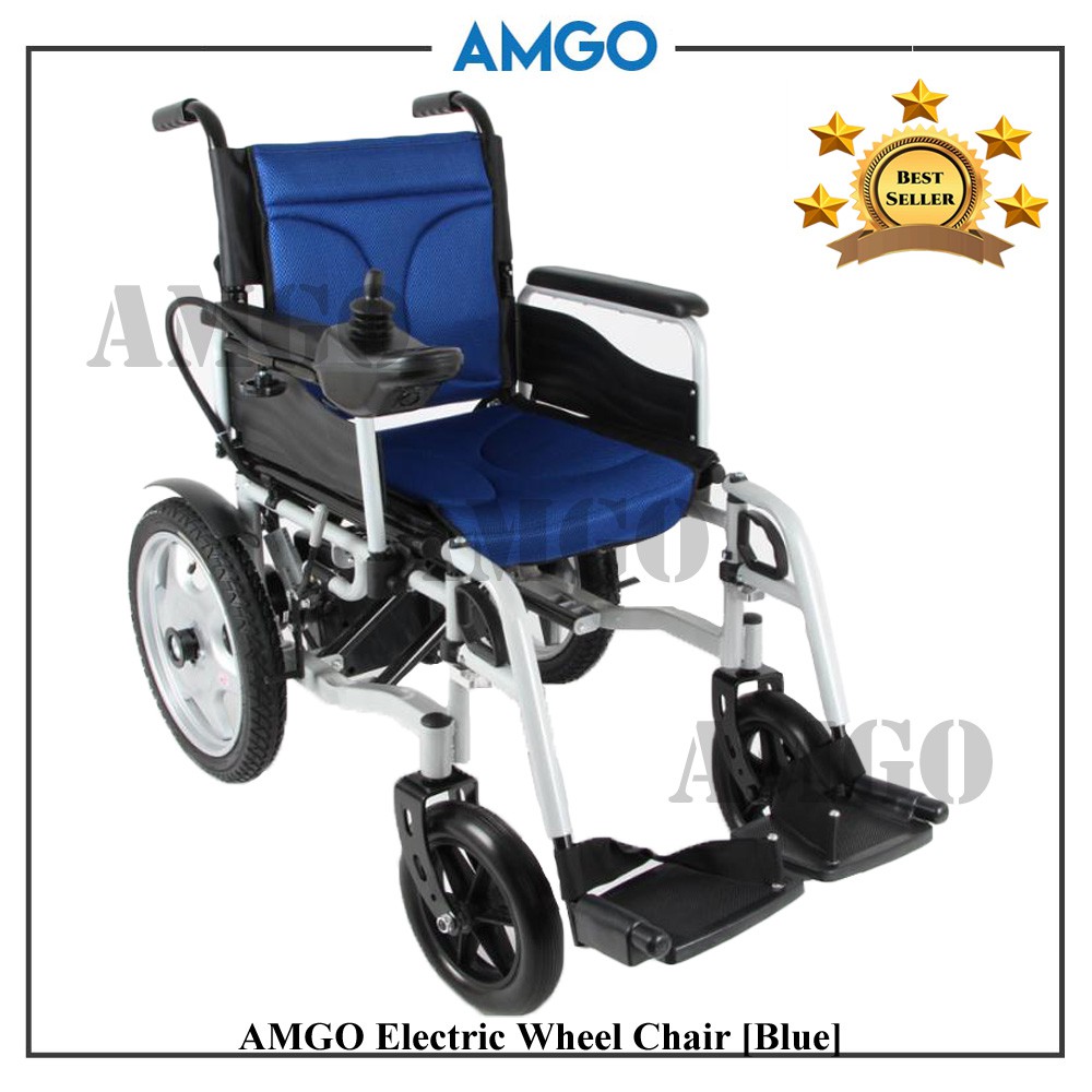 AMGO Portable Steel Reclining Travel Transport Electric Wheelchair