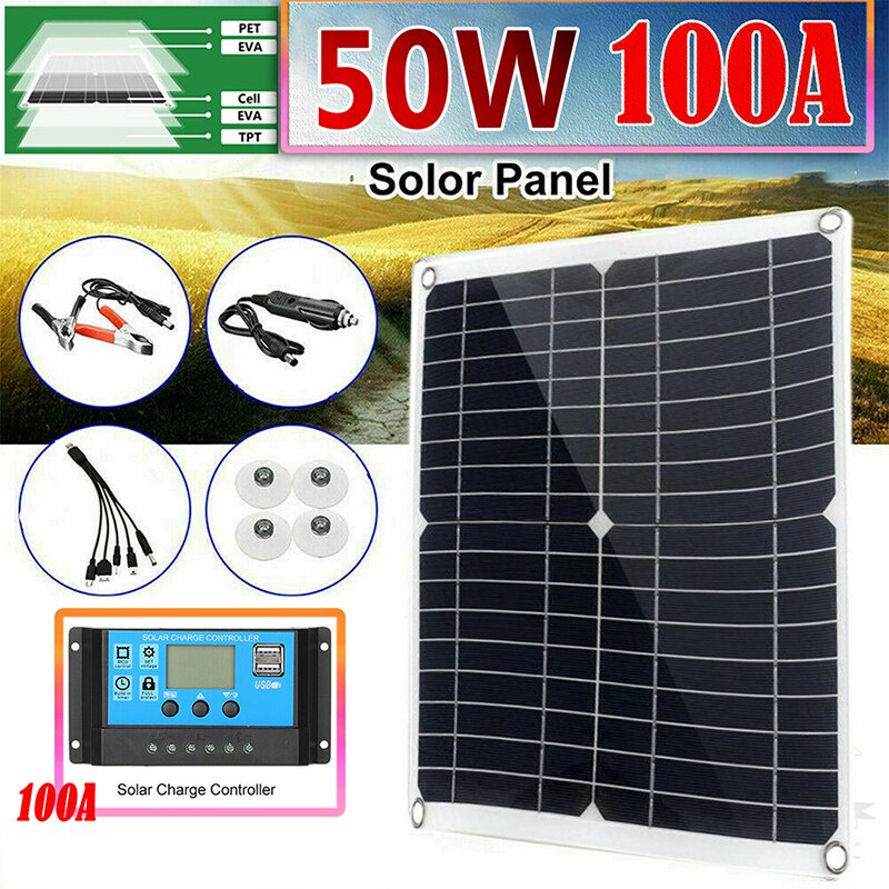 50W Solar Charger Outdoor Solar Panel Battery Charger Components with