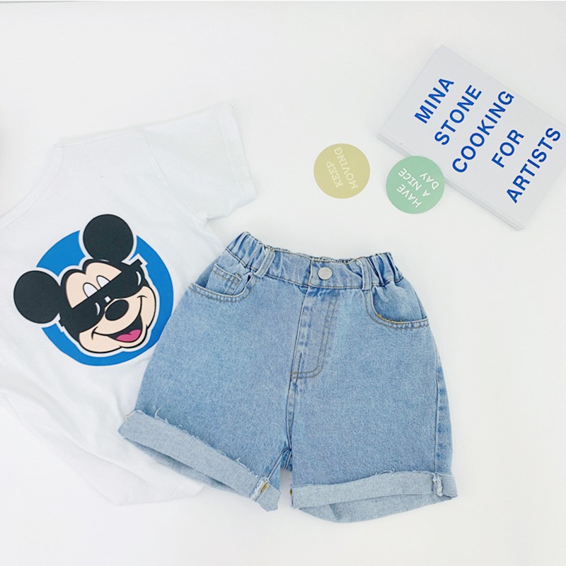 mickey mouse denim shorts