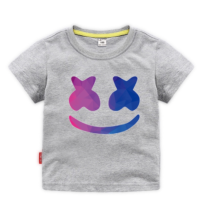 Kids Children Boys Summer Short Sleeved Shirt Baby Marshmello Dj T Shirt Shopee Malaysia - marshmello neon t shirt roblox