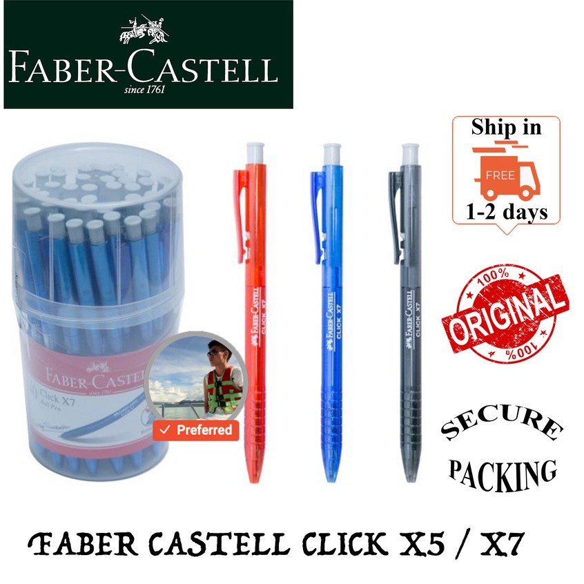 FABER CASTELL CLICK X5 BALL PEN (0.5MM) / CLICK X7 BALL PEN (0.7MM) [PER PCS] (READY STOCK / 100% ORIGINAL)