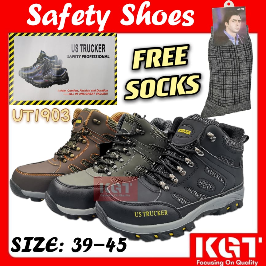 SAFETY SHOES HIGHCUT US TRUCKER 1903 COLOR KHAKI & BROWN SAFETY BOOTS