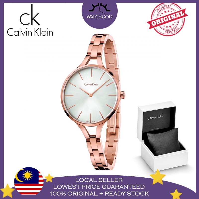 Authentic Calvin Klein Graphic Swiss Eta Stainless Steel Women Ladies Watch Jam Tangan Wanita Perempuan K7e23646 Shopee Malaysia