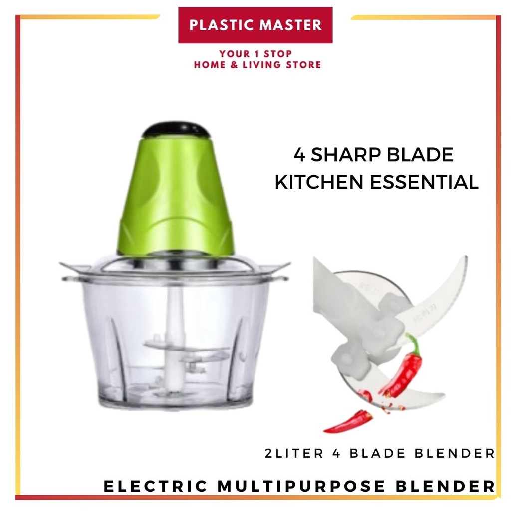 Electric Multipurpose 4 blade Blender Meat Grinder 2liter Household Electric Meat Grinders High Power Stainless Steel