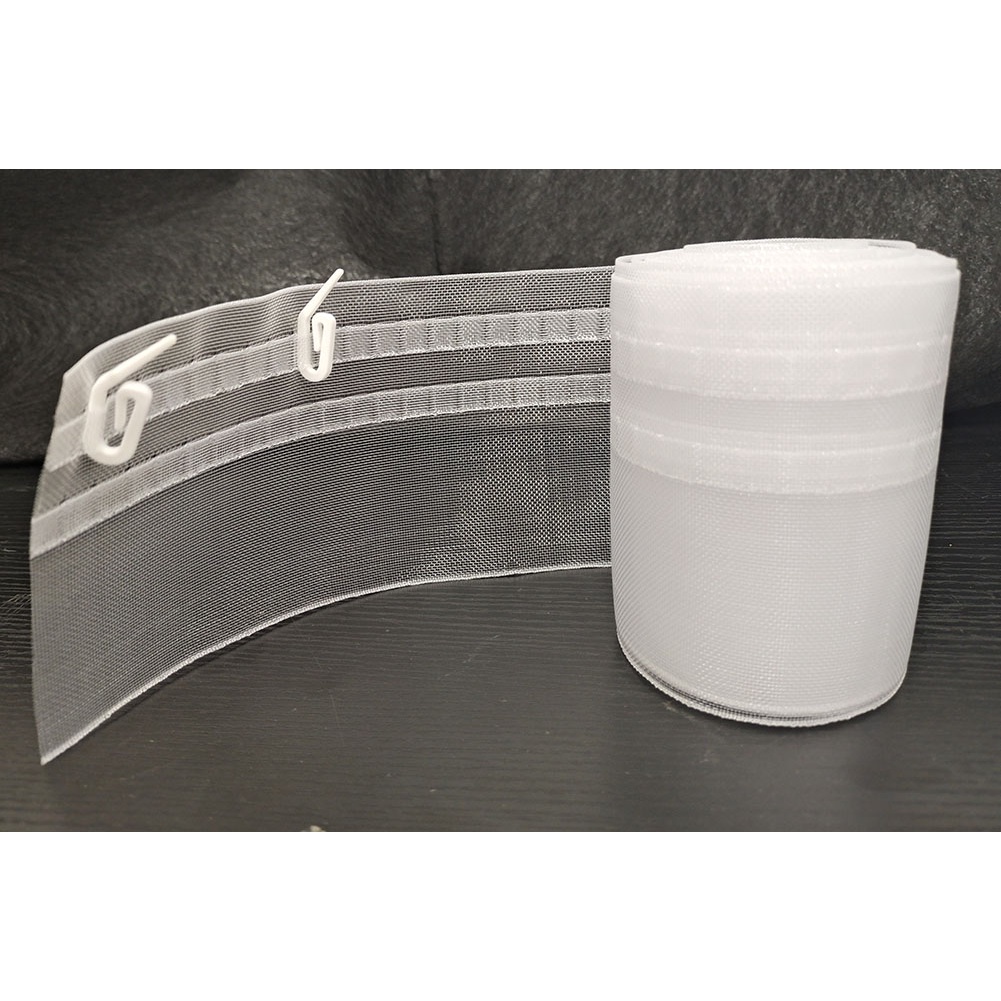10cm deep WaveEffect Curtain Heading Tape 6m+50 Hooks,Translucent Wave