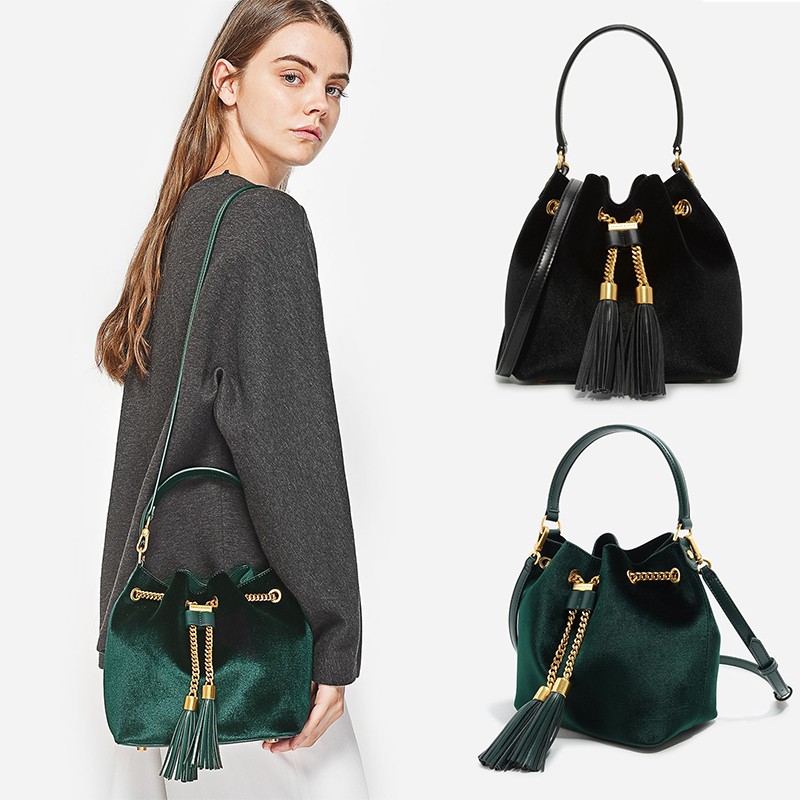 charles and keith drawstring bucket bag